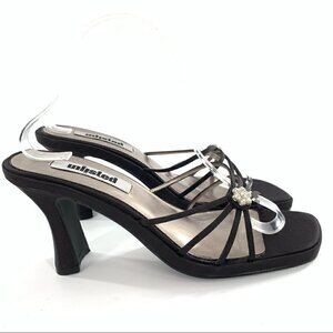Unlisted heels size 8.5 black satin gem floral chunky y2k vintage party prom